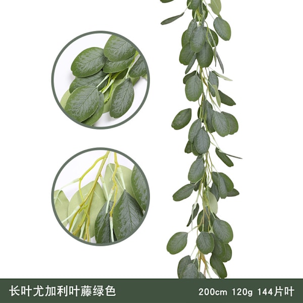 Languifang Simulering Rattan Rundt Blad Eucalyptus Rattan Kunstig Plante Hjem Dekoration Cross-Border Rattan Fabrik Hela Allmän 1.7 M Willow Leaf Rattan Gray Green