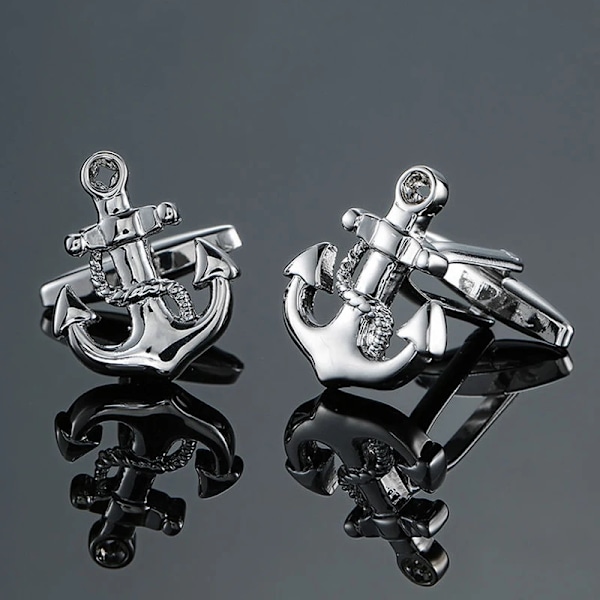 Transport Racing Flygplan Motorcykel Modellering Manschettlänkar Mode Herrs Franska Skjorta Cufflinks Grossist / Detaljhandeln Silver anchor