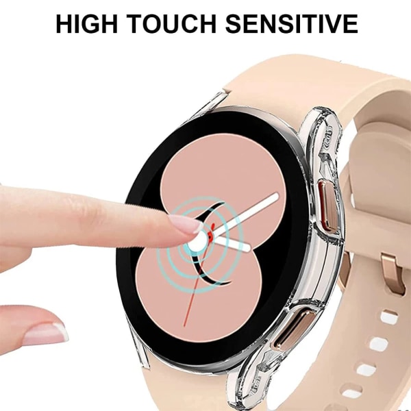 Case för Samsung Galaxy Watch 4 5 6 40 mm 44 mm cover Silikon TPU Bumper Skärmskydd Fullständiga tillbehör Black Galaxy Watch4 5 44mm