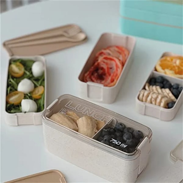 Barn Bento Box läckagesäkra lunchlådor söta lunchlådor för barn ätpinnar diskmaskin mikrovågsugn säker lunchmatbehållare green