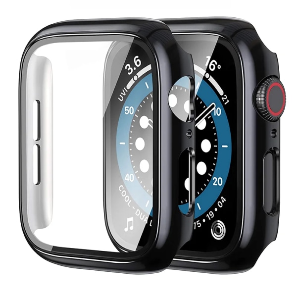 Glas+ cover För Apple Watch Case 44mm 40mm 42-41mm 45mm Bumper Screen Protector apple watch series 9 8 7 6 5 4 3 se Tillbehör E Black 35 Series 654SE 44MM