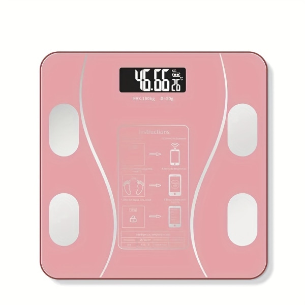 1 st kroppsfettsvåg, BT BMI kroppsvåg, smart trådlös digital viktvåg, våg för kroppssammansättningsanalysator, badrumsverktyg Pink