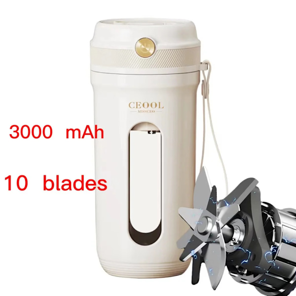 Mini bärbar mixer elektrisk fruktjuicepress mixer extraktorer multifunktionell juice maker maskin mixer smoothies mixer 10 Blades 3000mah