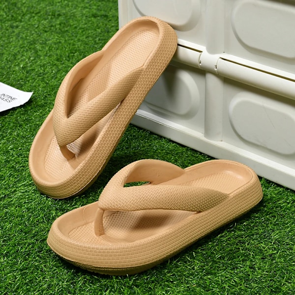 Yrzl Tjocka Stöthålar Män Eva Flip Flops Sommar Skor 2024 Par Tofflor Stor Storlek 47 Utomhus Strand Sandals För Män Khaki 36-37