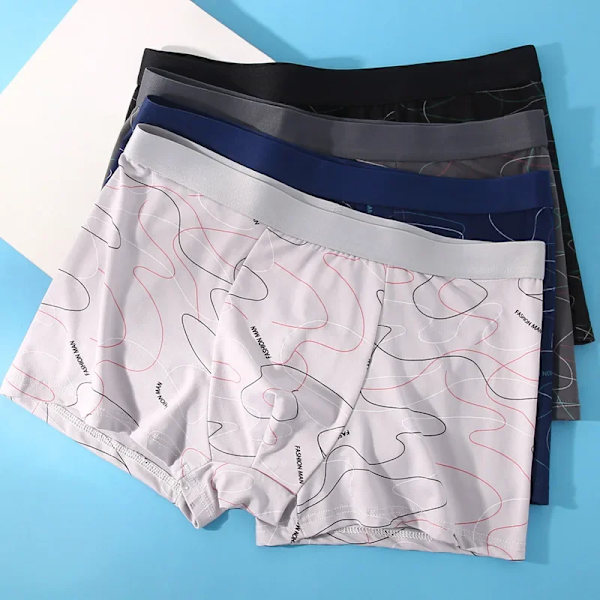 4/8Pcs Mäns Boxer U Konvex Tryckta Underkläder Manliga Mode Bekväma Shorts Andningsbara Underkläder 45-100Kg D set 8pcs 3XL 70-80kg