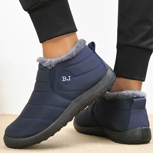 Herrar Stövlar Slip On Vinterskor För Män Päls Ankelstövlar Vattentäta Snöskor Vinter Chaussure Hommes Casual Booties För Män Gray J 38