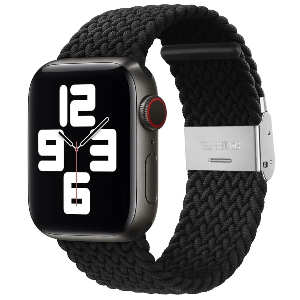 Flätad Solo Loop För Apple Watch ultraband 49mm 45mm-40-41mm-44mm Nylon Elastiskt armband iWatch series 9 8 se 6 7 5 4 3 band Black 06 49mm 45mm 44mm 42mm