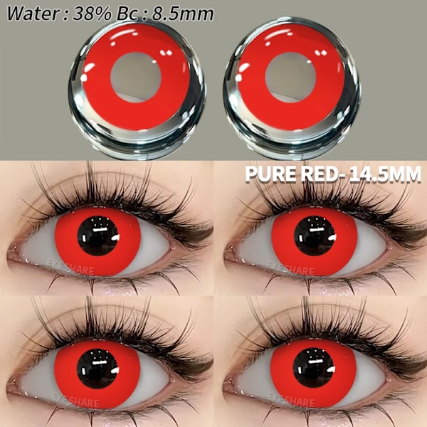 Eyeshare 1 Par Cosplay Kontaktlinser För Ögon Flerfärgad Kontaktlinser Anime Linser Halloween Makeup Eye Lena Färglinser PURE-RED 0