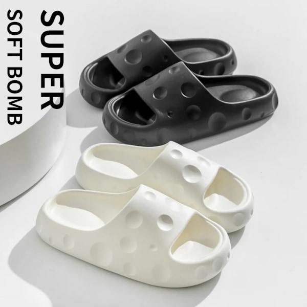 Ultra Tjock-Soled Män Tofflor Sidor Inomhus Utomhus Sandaler Strand Casual Skor Mjuka Sole Slides Män Flip-Flops Män ' Sandaler WHITE 40-41