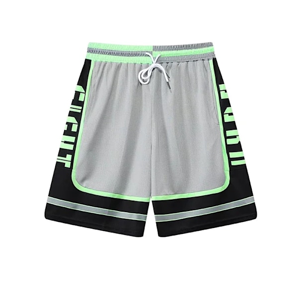 Basket Shorts Åndbar Sved Sport Løbeshorts Udendørs Sport Fitness Korte Bukser Løs Strand Shorts Med Lynlås Lomme 218 green 4XL