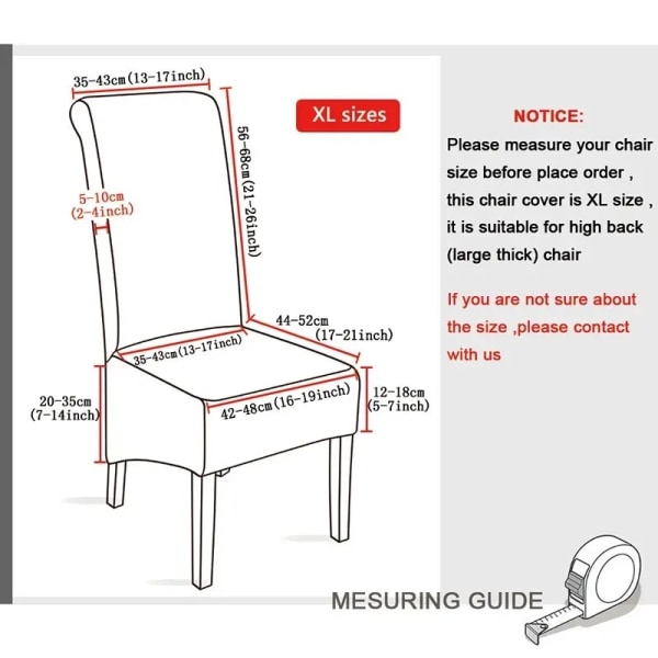 Cover XL storlek Lång rygg Stolsöverdrag Enfärgade stolsöverdrag Tvättbart skydd för stolar för matsal hemma Grey Blue 1PC
