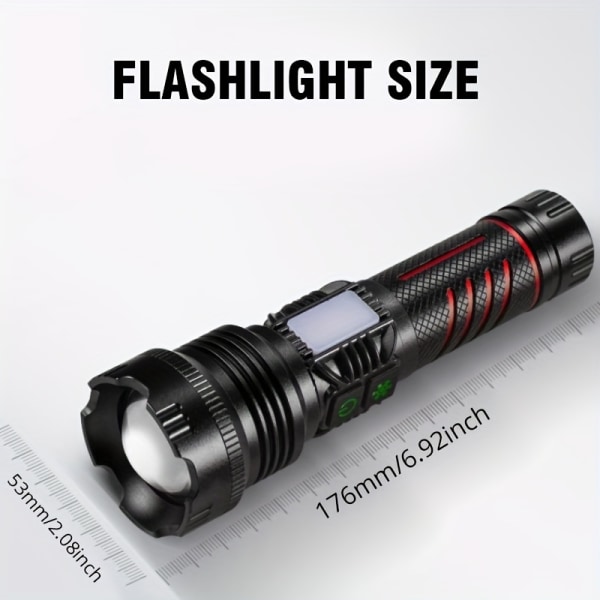 High Power LED-ficklampa med 30W veke, dubbelsidig zoombar utomhusbelysning, långdistansljus 1500M vattentät taktisk facklafiskeläger