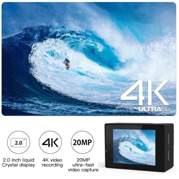 Actionkamera Ultra HD 1080P 4K/30fps WiFi 2,0-tums skärm 170D 30M Undervatten Vattentät Videoinspelning Sport Extreme Pro Cam 4K set4
