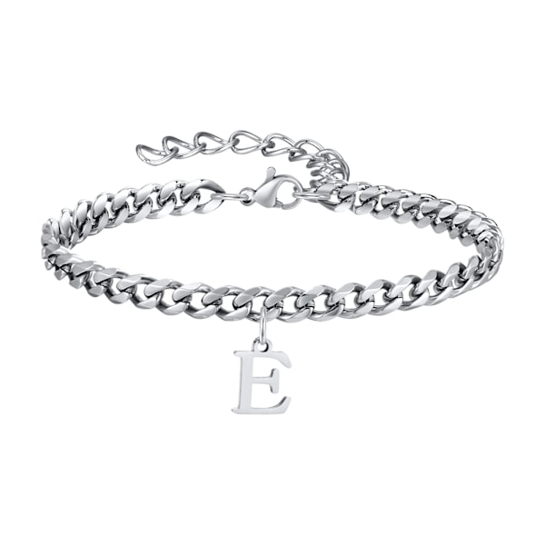 Vnox 26 Brev Charms Ankruckor För Män Kvinnor, Kubansk Kedja Ankel Armband Med Första Upphängd, Unisex Stål Ankel Kedja Smycken JC-184S-E