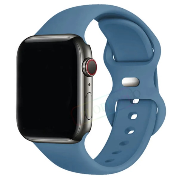 Silikonrem för Apple Watch Band 44mm 40mm 45mm 42-38-41mm original 1:1 armband iwatch series 8 7 se 3 4 5 6 9 ultra 2 49mm 38 Denim blue 38mm-40mm-41mm S-M