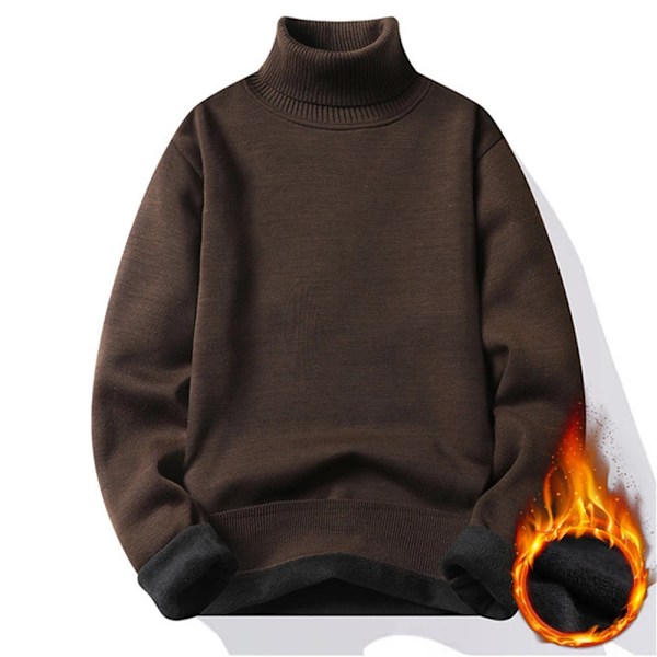 Høst Vinter Mænd Turtleneck Trøje Mænd Strikkede Pullovers Rollneck Strikkede Trøje Varm Mænd Hopper Slim Fi T Casual Trøjer coffee Asian 4XL