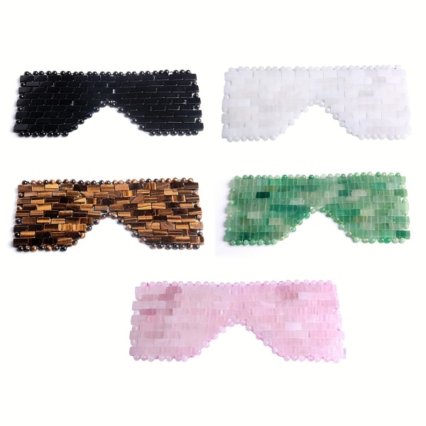 1 st New Rose Quartz Jade Eye Mask Massager Tool Natural Jade Eye (Rose Quartz, Yellow Tiger Eye, Black Obsidian, Green Aventurine, White Jade)