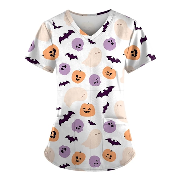 Kesä Halloween V-kaula lyhythihainen hoito lääketieteelliset univormut paidat unisex tee hotelli sairaala lääkäri leikkaus skrubi T - paita BHSF1383 XL