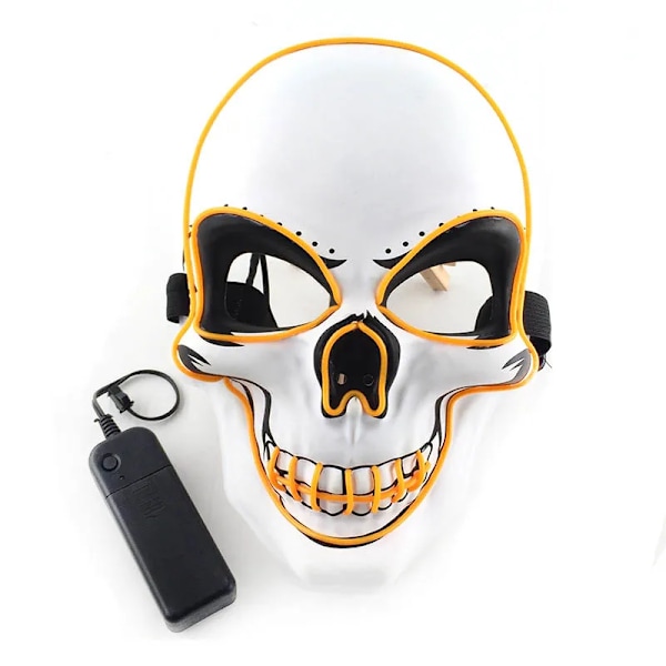 El Wire Cool Led Ljus Upp Skrämmande Skull Mask Glödande Halloween Skelett Mask Vuxen Cosplay Leveranser Skräck Blinkande Mask Män Kvinna 02