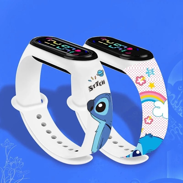 24 stk Stitch børne Cartoon Anime karakter lysende armbåndsur LED berøringsvandtæt ur sportsgaver legetøj Dark Grey