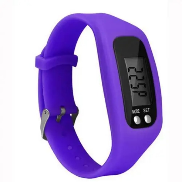 Sport Löpning Silikon Stegräknare Kalori Stegräknare Digital Klocka Armband PURPLE