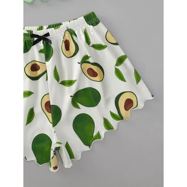 Ny Stil Sommar Kvinnor Pyjamas Set Avocado Skriv Ut Camisole Med Kortar Casual Sexy Härlig Nattkläder Sömn Underkläder 04 S