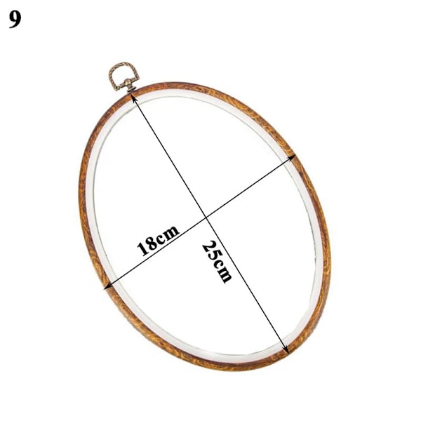 Gummi Efterliknar Trä Hoop Circle Broderier Cirkel Runda Bambu Diy Konst Hantverk Cross Stith Syning Behöver Arbeta Verktyg Blomkrans Oval 18x25cm