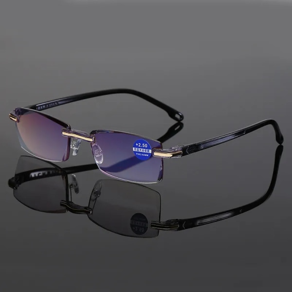 Metall Anti-blått Ljus Läsglasögon Långsynta glasögon Herr Business Glasögon Dioptri 0 +1,0 +1,5 +2,0 +2,5 +3,0 +3,5 +4,0 Black 2