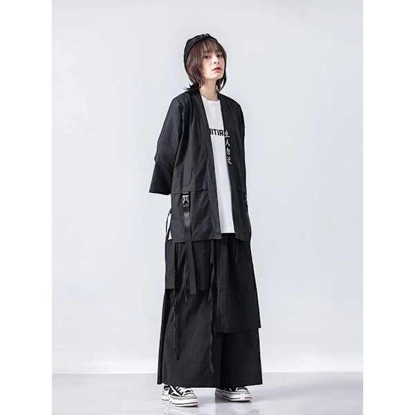 National Mode Sommaren Mørke Mekaniske Style Robe Mænds Tynde Modemärke Hip Hop Ninja Trench Rock Mænds Løs Tree Ndy Top Black XXXL