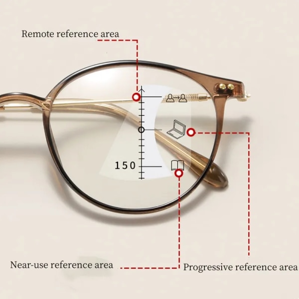 Intelligenta multifokala läsglasögon Vintage Blue Light Blocking Recept Presbyopia Glasögon Färdiga Near Far Eyewear multifocal-gray