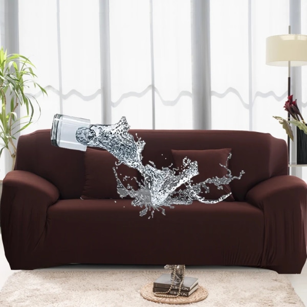 1/2/3/4 Säten soffa Cover Vattentätt Elastiskt hörnsofföverdrag L-formad cover Skyddsbänk Cover tunt tyg COFFEE XLarge(235-300cm)1pc
