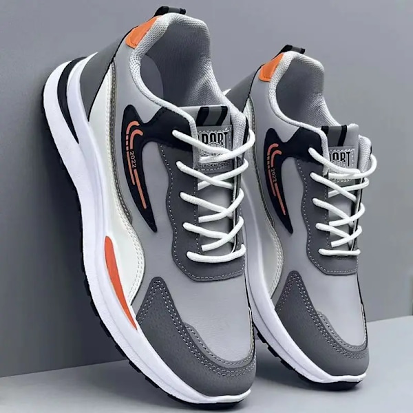 Men Sneakers Trend Casual Skor Mesh Lätt Vikt Andas Vandring Män Vulkaniserade Skor Icke-Slip Skodon Tenis Masculino-Skor Gray PU 41