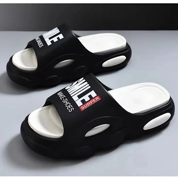 Mænd Sommer Tyk Bund Skridsikker Udendørs Flip Flops Hjem Strand Toffel Par One-Line Flip Flops Eva Materiale. black 38-39