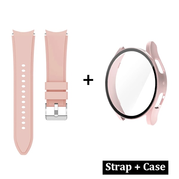 Case Band För Samsung Galaxy Watch 4/5/6 40Mm 44Mm Silikone Armband Skärmskydd Skärmskydd För Samsung Klocka 6 Classic 43Mm 47M Rose Pink Watch 6 Classic 47mm