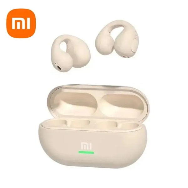 Xiaomi Ear-Clip Bluetooth-Kompatibla Hörlurar Ben Ledning Trådlösa Öronbud 3D Surround Stere Bassport Headsets Beige