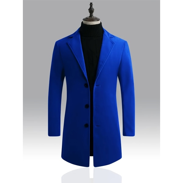 Klassisk design trenchcoat, mäns semi-formella Button Up Lapel Overcoat för höst och vinter verksamhet Navy Blue XS(44)