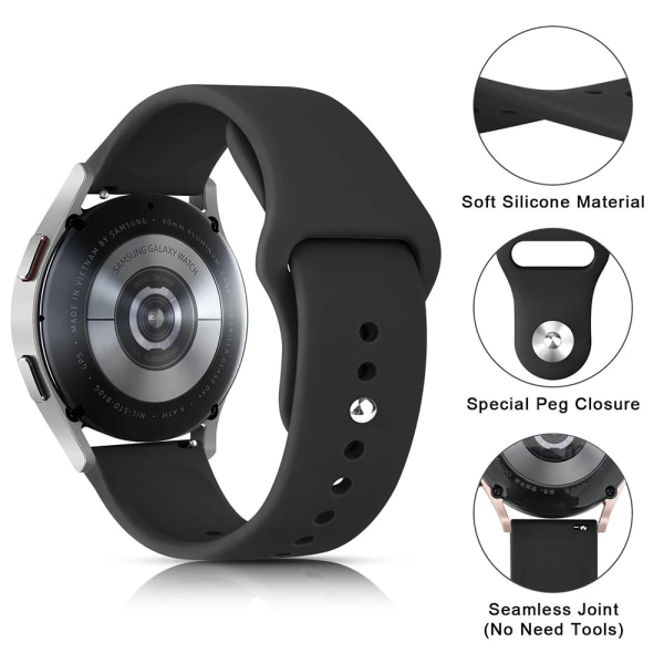 Silikonrem för Samsung Galaxy watch 4/5/5 pro/6 Classic/Active 2/Gear S3 armband 20mm 22mm band för Huawei GT 4/2/2e/3 pro mint 37 Galaxy 6-4-Classic