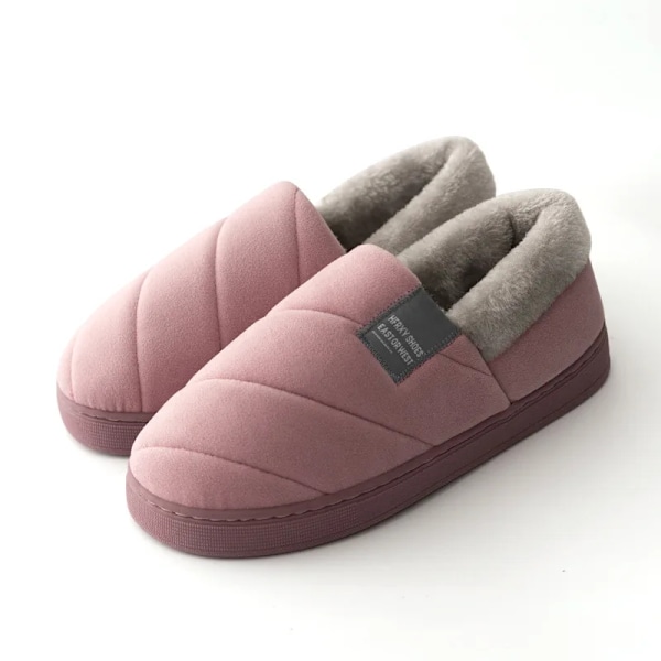 Store 46/47 Mænd Vinter Varme Pels Tøfler Par Casual Soveværelse Udendørs Tyk Sål Skridsikker Slides Mode Sko Til Mænd Fuchsia 44-45