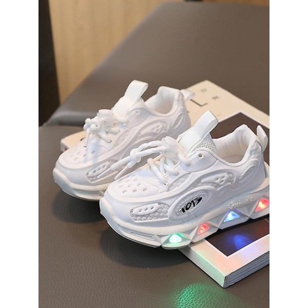 Vår Sommar Barn Lysande Skor Pojkar Light Up Sneakers Baby Flickor Löparskor Barn Skor Fritid Ventilation Bekväm 7218white 7218white 22