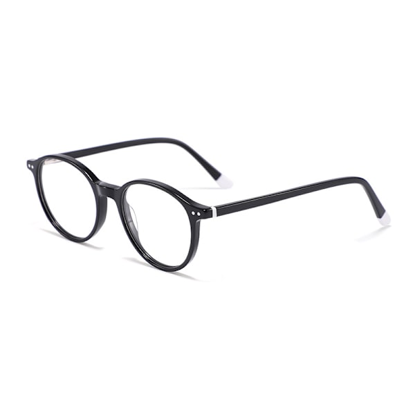 Uusi Retro Rice Nail Optiset Lasit Kehys Korkealaatuinen Sense Pyöreä Kehys Tavalliset Lasit Aste Myopia Tasaiset Lasit Kehys Tukku C1 Bright Black Frame/Red Toe Plank Material Frame