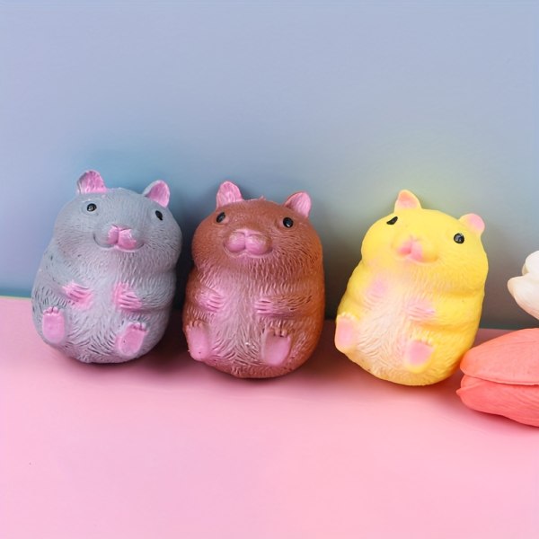 1 st kreativa söta husdjur dekomprimerande leksak, söt liten hamster ventil dekomprimering Lindra stress Nyp ventil boll Random Color