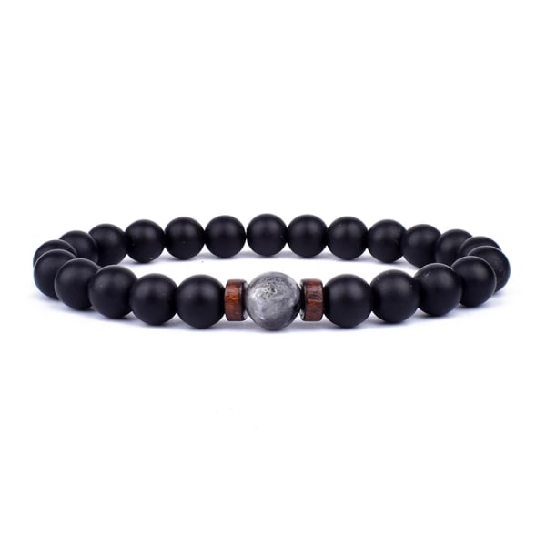 Vulkanstensarmband för män Lava trä 8mm pärlor armband tibetansk buddha handledskedja Kvinnor Män Smycken Present Nya armband Q L-21cm