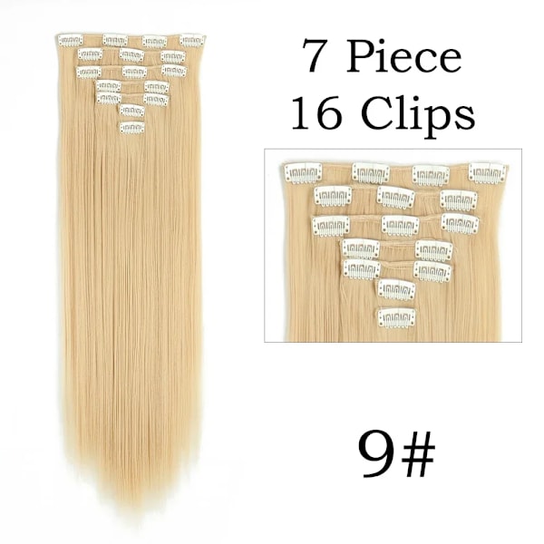 22Inchs 16 Clips I Hår Extensions Lång Rak Frisyr Syntetisk Blond Svart Frisyr Värme Resistenta Falskt Hår 9 24inches