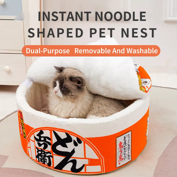 Pet Dog Cat House Kennel Super Large Instant Noodle Warm Dog Cat Nest Sängar Kudde Udon Cup Noodle Pet Bed Cozy Nest style 3 L 50X20cm