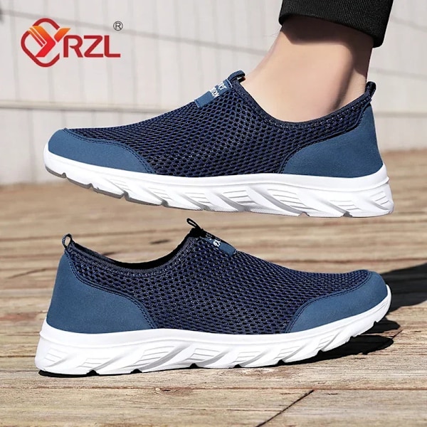 Yrzl Sneakers Mænd Sommer Casual Sko Mænd Mesh Åndbar Udendørs Icke Slip Sport Sko Slip På Loafers Til Mænd Piu Størrelse 38-46 Blue 46