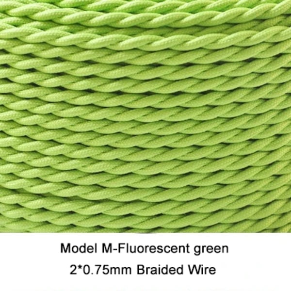 Flerfärgad Flätad Twisted Wire DIY-lampa Twisted Wire 2×0,75 Square Edison Retro Power Green 20m