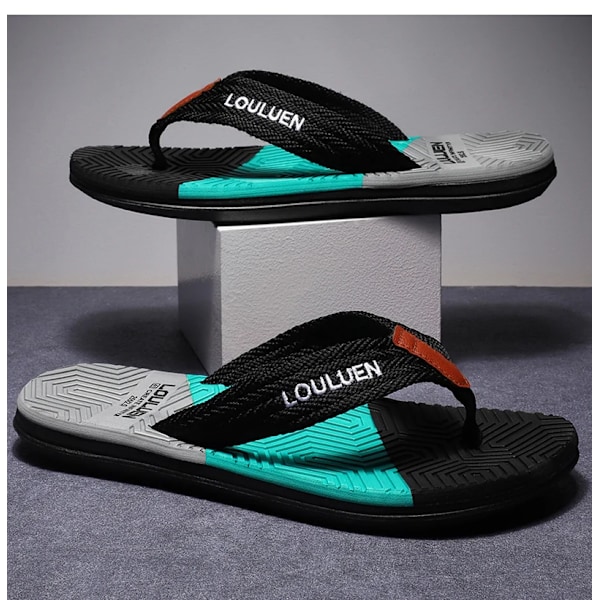 Hög Kvalitet Män Flip Flops Summer Beach Flip Flops Män Mode Andas Casual Män Strand Tomp Sommar Utomhus yfL-216-shenlan 40