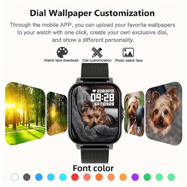 Ny Smart Watch 4,65 Cm gratis rem trådlöst samtal/mottagning av stillasittande påminnelse stegräknare Lämplig för IPhone/Android-telefoner män och kvinnor