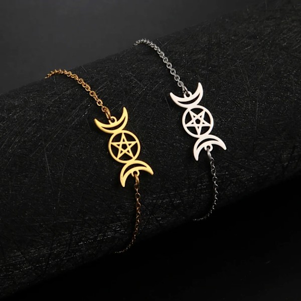 Eueavan 5St Triple Moon Goddess Pendant För Halsband Crescent Moon Fas Charms Fertilitet Spiral Juvele Tillverkning Av Leveranser B gold color