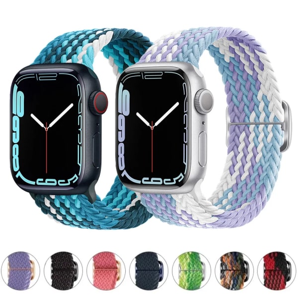 Rem För Apple Watch -band 44mm 40mm 45mm 41mm 38mm 42mm ultra 49mm Flätat Solo Loop-armband correa iwatch series 7 se 3 6 8 5 34 rainforest 38mm 40mm 41mm